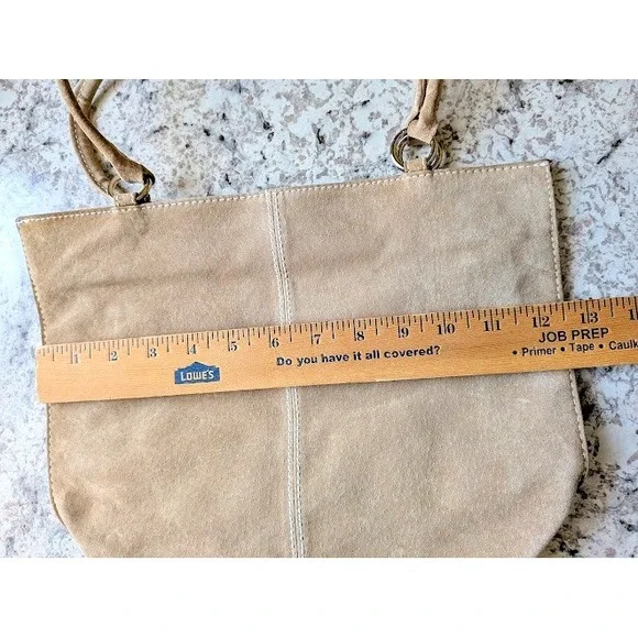 Wilsons Leather Maxima Tan Suede Soft Leather Purse Shoulder Bag Timeless Staple - Picture 2 of 9